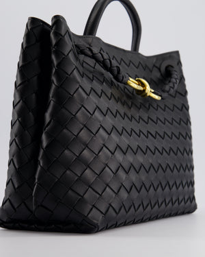 Bottega Veneta Medium Andiamo Bag in Black Intrecciato Leather with Gold Hardware RRP £4,250