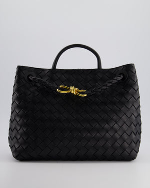 Bottega Veneta Medium Andiamo Bag in Black Intrecciato Leather with Gold Hardware RRP £4,250