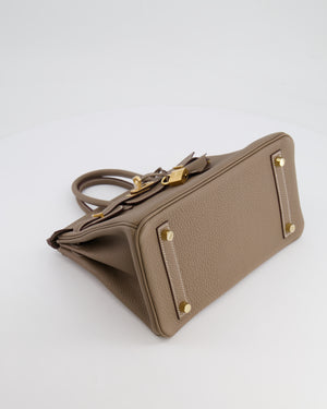 *HOT* Hermès Birkin Retourne 25cm Bag in Etoupe Togo Leather with Gold Hardware