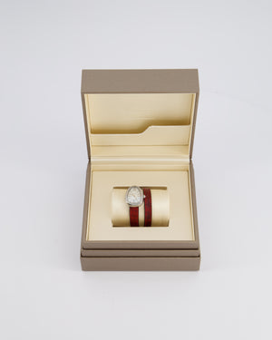 Bvlgari Stainless Steel & Diamond Serpenti Watch 32mm with Red Python Strap