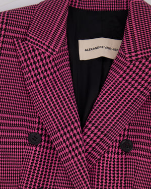 Alexandre Vauthier Pink & Black Checked Blazer Jacket FR 42 (UK 14)