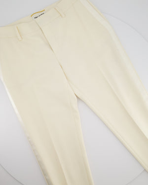 Saint Laurent Cream Suit Jacket and Trouser Set With Silk Lapel Detail Size FR 36 (UK 8)