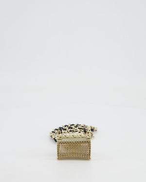 Chanel Black Leather Belt with Micro Bag, Champagne Gold Chain and CC Logo