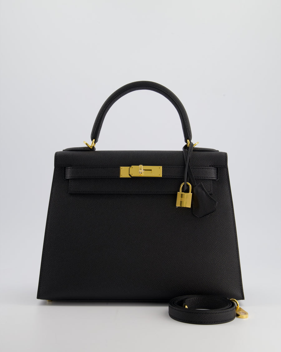 Hermès Kelly 28 Sellier Bag in Noir Epsom Leather with Gold Hardware
