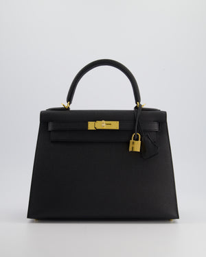 Hermès Kelly 28 Sellier Bag in Noir Epsom Leather with Gold Hardware