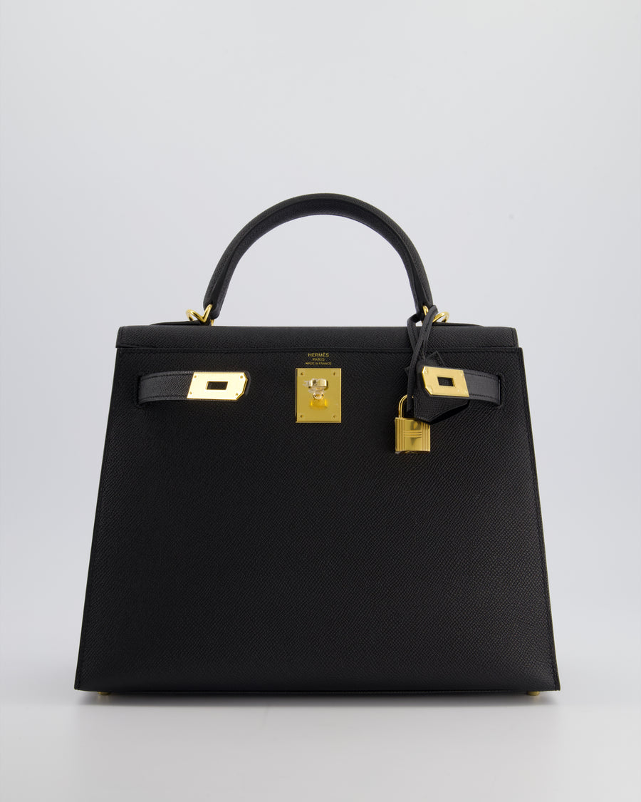 Hermès Kelly 28 Sellier Bag in Noir Epsom Leather with Gold Hardware