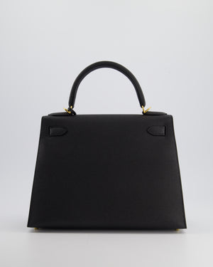 Hermès Kelly 28 Sellier Bag in Noir Epsom Leather with Gold Hardware