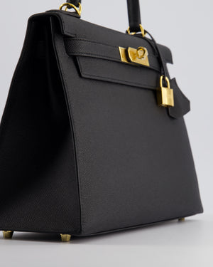Hermès Kelly 28 Sellier Bag in Noir Epsom Leather with Gold Hardware