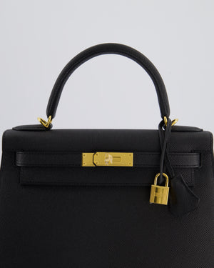 Hermès Kelly 28 Sellier Bag in Noir Epsom Leather with Gold Hardware