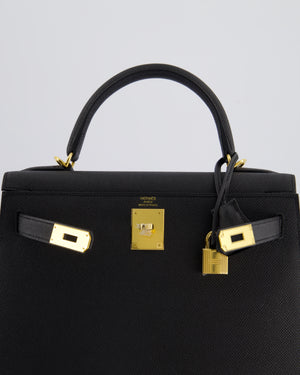 Hermès Kelly 28 Sellier Bag in Noir Epsom Leather with Gold Hardware