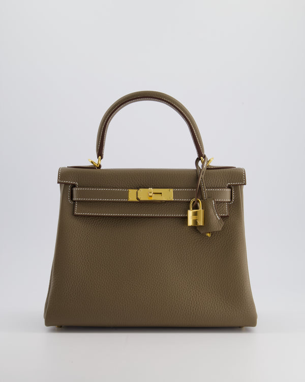 *STORE FRESH & FIRE PRICE* Hermès Kelly Retourne 28cm Bag in Etoupe Togo Leather with Gold Hardware