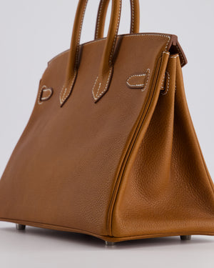 *NEW STAMP* Hermès Birkin 25 Retourne Bag in Fauve Barenia Faubourg Leather and Palladium Hardware