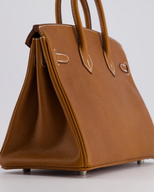 *NEW STAMP* Hermès Birkin 25 Retourne Bag in Fauve Barenia Faubourg Leather and Palladium Hardware