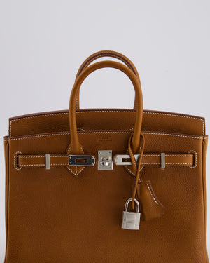 *NEW STAMP* Hermès Birkin 25 Retourne Bag in Fauve Barenia Faubourg Leather and Palladium Hardware