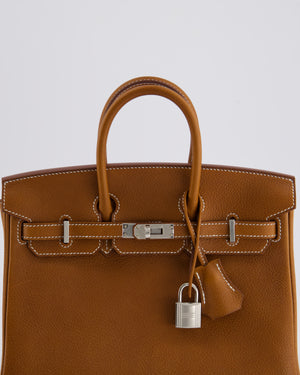*NEW STAMP* Hermès Birkin 25 Retourne Bag in Fauve Barenia Faubourg Leather and Palladium Hardware