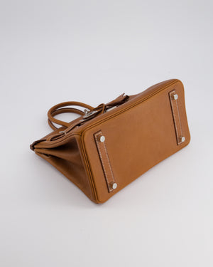 *NEW STAMP* Hermès Birkin 25 Retourne Bag in Fauve Barenia Faubourg Leather and Palladium Hardware
