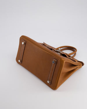 *NEW STAMP* Hermès Birkin 25 Retourne Bag in Fauve Barenia Faubourg Leather and Palladium Hardware