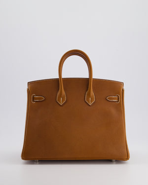 *NEW STAMP* Hermès Birkin 25 Retourne Bag in Fauve Barenia Faubourg Leather and Palladium Hardware