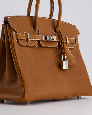 *NEW STAMP* Hermès Birkin 25 Retourne Bag in Fauve Barenia Faubourg Leather and Palladium Hardware