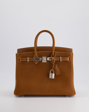 *NEW STAMP* Hermès Birkin 25 Retourne Bag in Fauve Barenia Faubourg Leather and Palladium Hardware