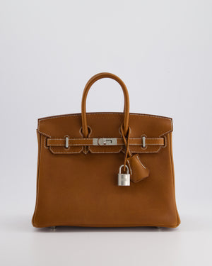 *NEW STAMP* Hermès Birkin 25 Retourne Bag in Fauve Barenia Faubourg Leather and Palladium Hardware
