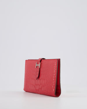 Hermès Bearn Wallet in Bougainvillea with Palladium Hardware