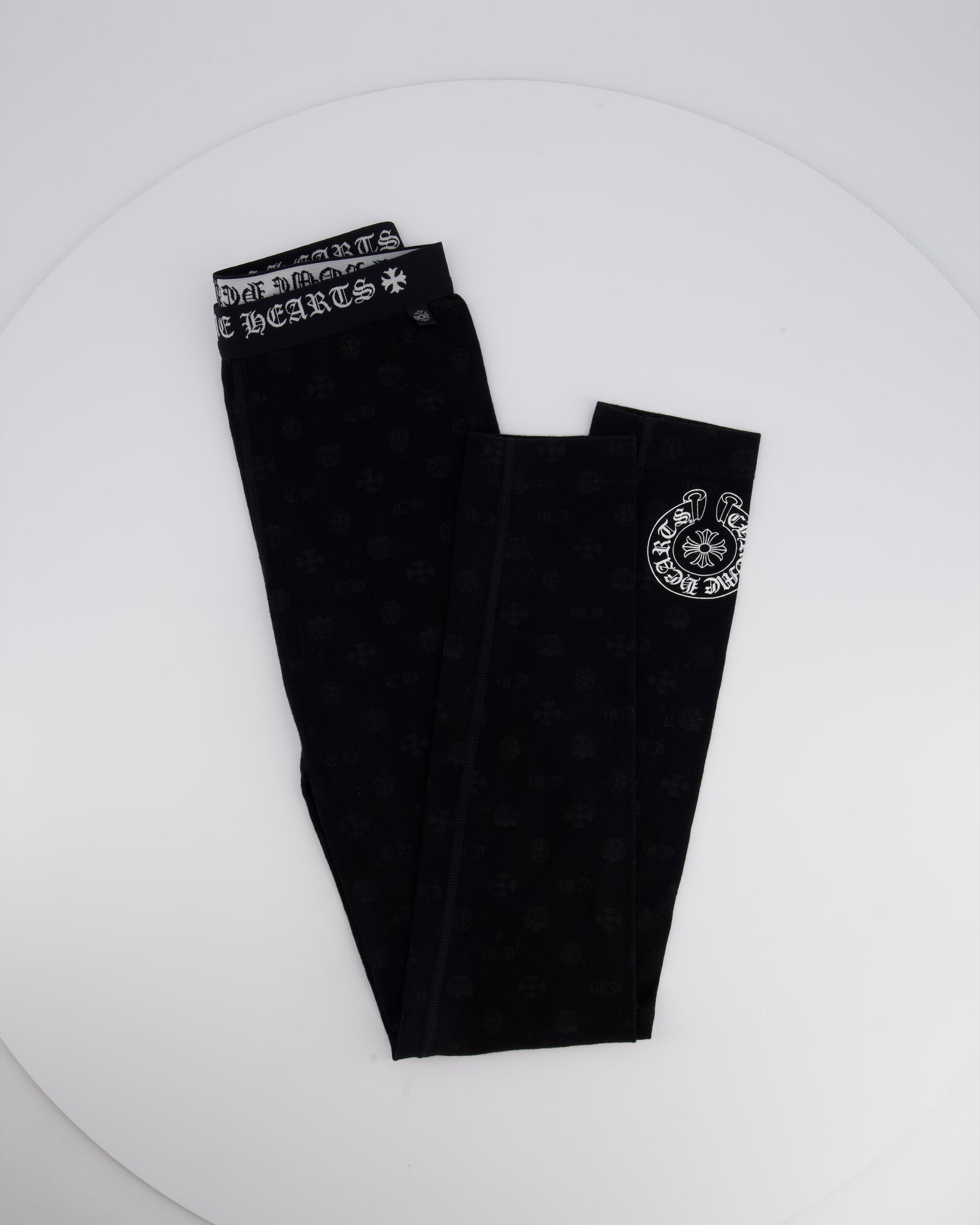 Chrome Hearts Leggings Logo×Black Msize Chrome Heart Black Leggings 24” Inseam Logo Waistband Size M