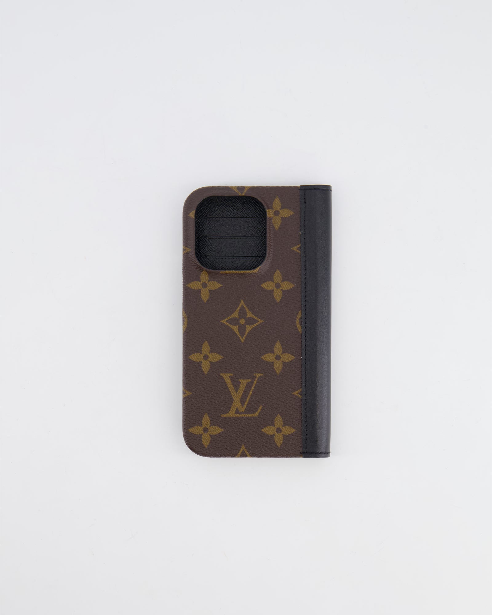 LOUIS VUITTON iPhoneケース ブラック/ブラウン Louis Vuitton Brown Monogram Phone Case with Black Leather