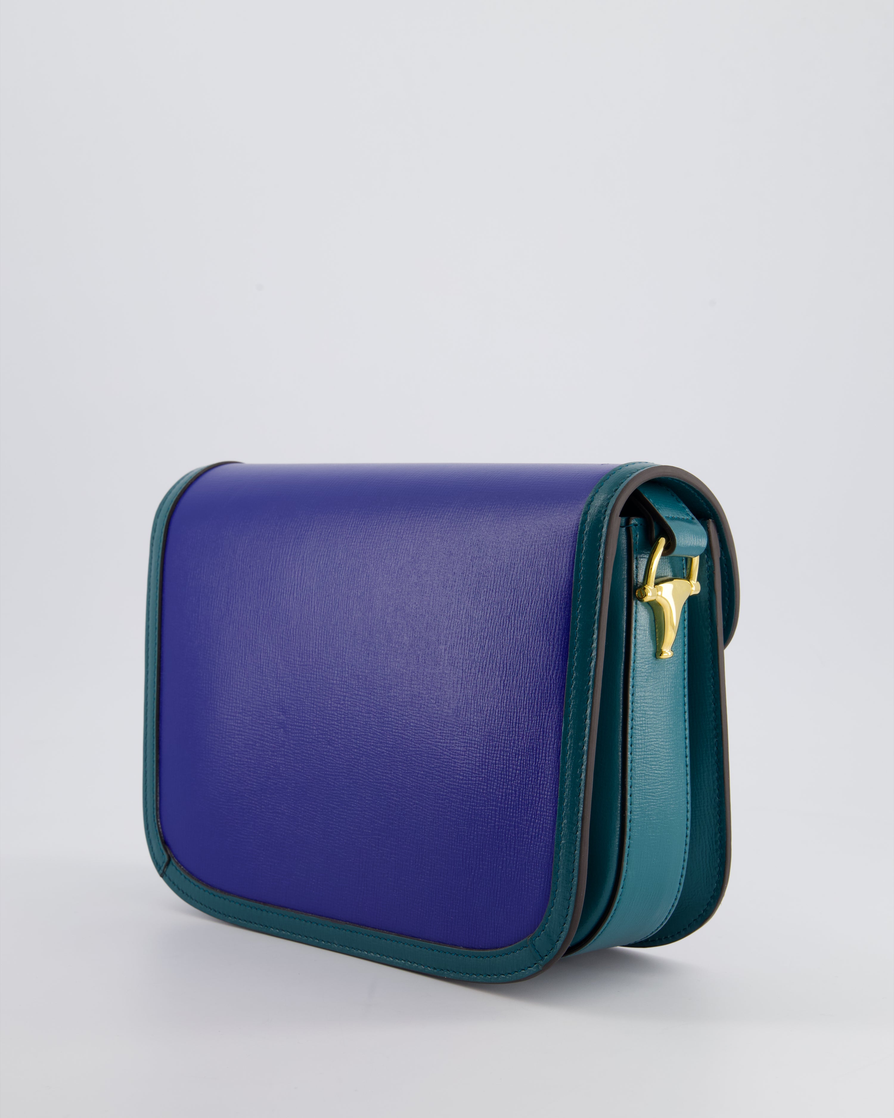 Gucci Horsebit 1955 Small Shoulder Bag in Blue and Green