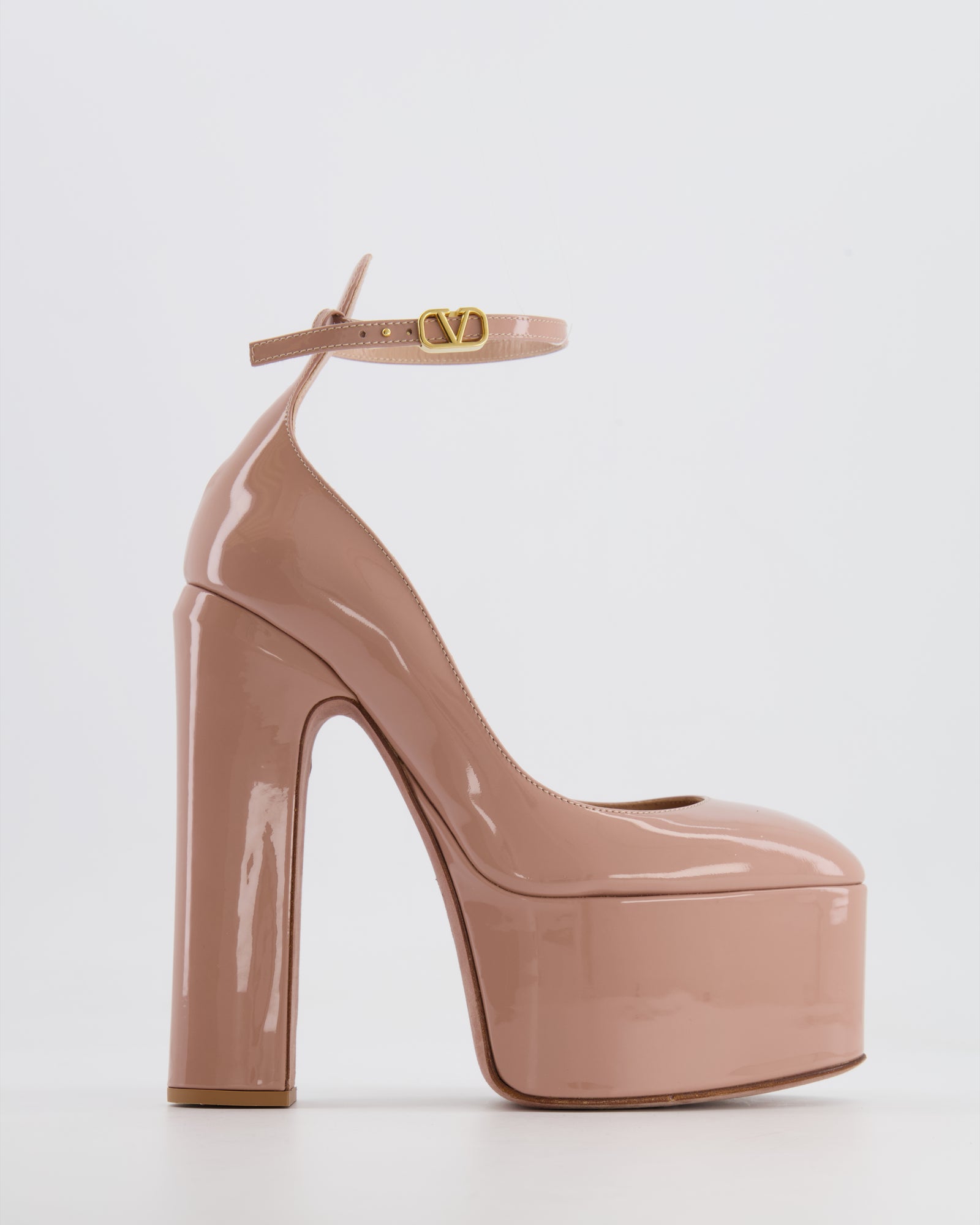 Valentino Garavani Beige Patent Leather Go Platform Heels Size EU