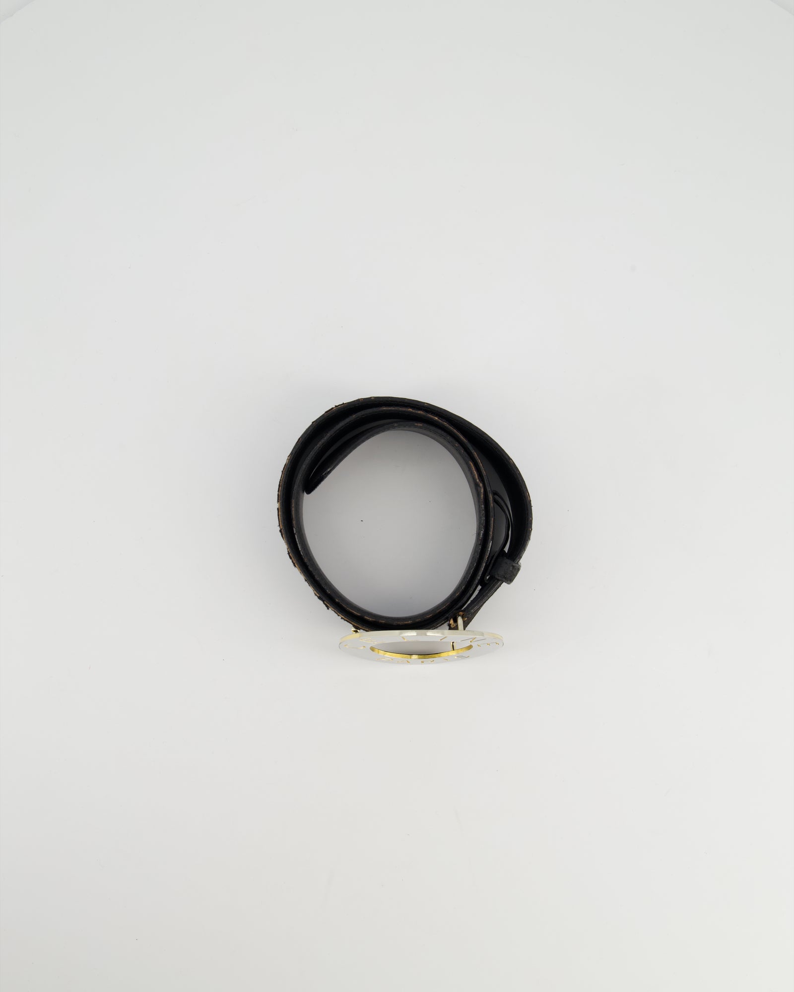 Celine Vintage Black Suede Wide Belt With Large Silver Logo