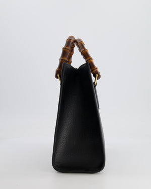 Gucci Black Diana Medium Tote Leather Bag with Shiny Antique Gold Hardware & Bamboo Handle RRP £3,170