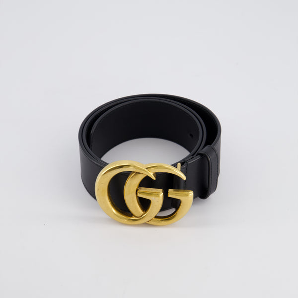 GUCCI GGロゴ ブラックベルト Gucci Black GG Logo Marmont Leather Belt Size 70cm – Sellier