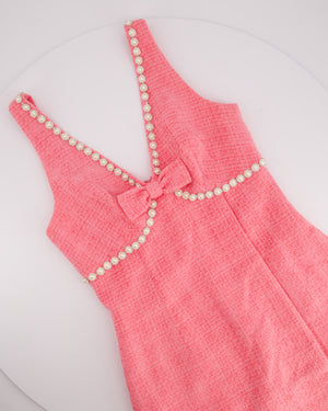Self-Portrait Pink Tweed Mini Dress With Pearl Embellishment Details Size (UK 8)