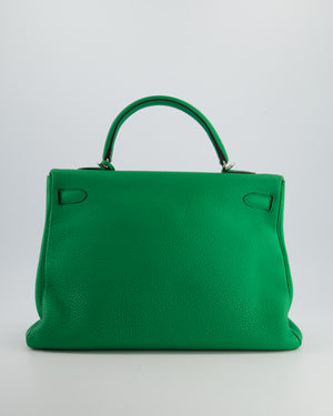 Hermès Kelly 35cm Retourne Bag in Green Bamboo Togo Leather with Palladium Hardware