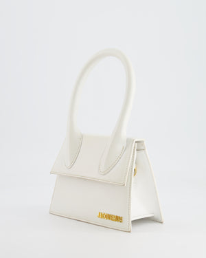 Jacquemus White Medium Chiquito Top Handle Bag with Gold Logo Detail RRP £680