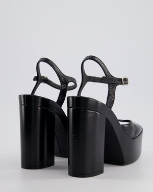 Chanel Black Shiny Calfskin Platform High Sandal with CC Logo EU 38.5C RRP 1300£