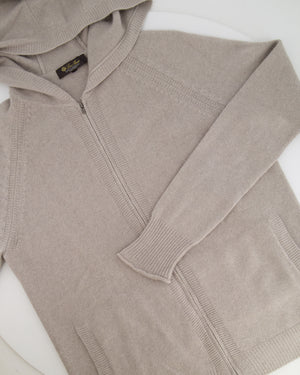 Loro Piana Light Grey and White Baby Cashmere Hoodie and Jogger Set Size IT 44 (UK 12)
