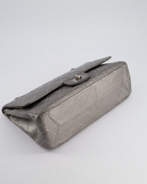 Chanel 2.55 Jumbo Reissue Bag in Metallic Grey Crumpled Calfskin Leather With Gunmetal Hardware