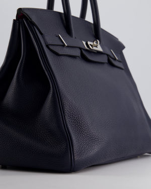 *HOT & FIRE PRICE* Hermès Birkin 35cm Retourne Verso Bag in Bleu De Nuit Togo Leather, Magnolia Interior with Palladium Hardware