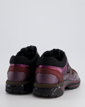 Chanel Patent Burgundy & Black Leather Sneakers With CC Logo Detail Size EU 41.5