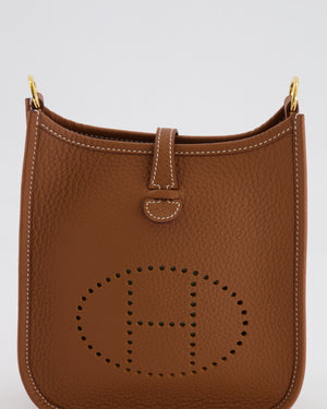 Hermès Mini Evelyne Bag in Gold Clemence Leather with Gold Hardware