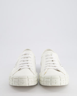 Prada White Double Wheel Sneakers with Logo Detail Size EU 46