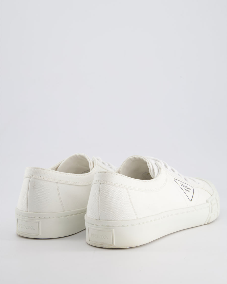 Prada White Double Wheel Sneakers with Logo Detail Size EU 46