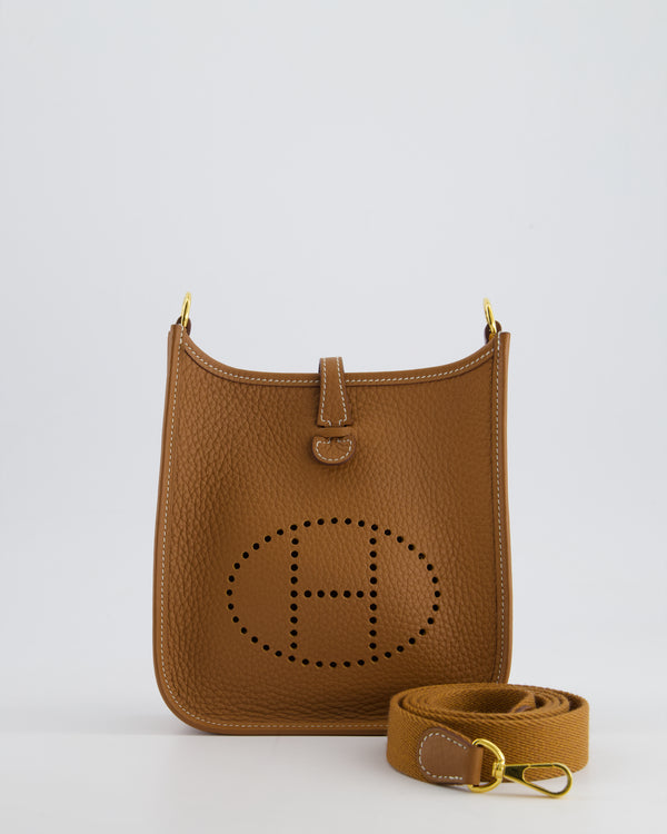 *FIRE PRICE* Hermès Mini Evelyne Bag in Gold Clemence Leather with Gold Hardware