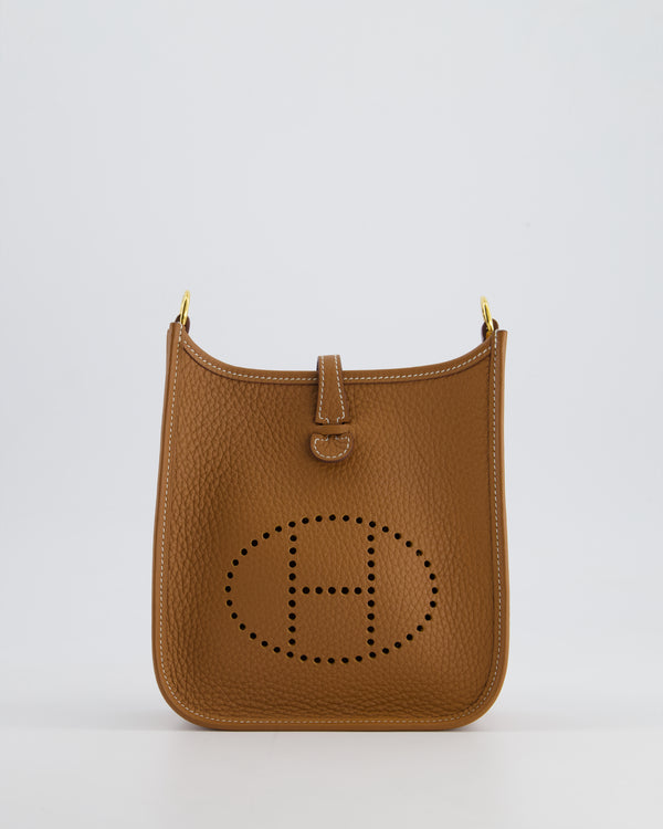 *FIRE PRICE* Hermès Mini Evelyne Bag in Gold Clemence Leather with Gold Hardware