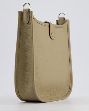 *RARE* Hermès Mini Evelyne 16 Bag in Beige Marfa Clemence Leather with Palladium Hardware & Ficelle/Noir Sangle Wooly 2 En 1 Strap