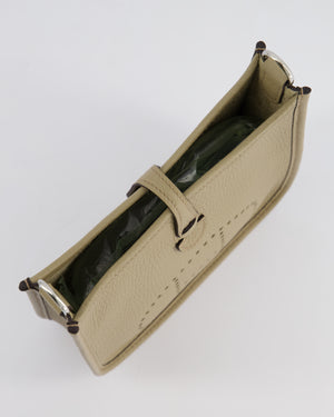 *RARE* Hermès Mini Evelyne 16 Bag in Beige Marfa Clemence Leather with Palladium Hardware & Ficelle/Noir Sangle Wooly 2 En 1 Strap