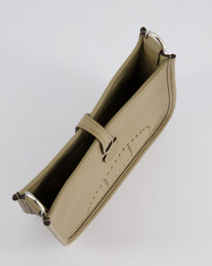 *RARE* Hermès Mini Evelyne 16 Bag in Beige Marfa Clemence Leather with Palladium Hardware & Ficelle/Noir Sangle Wooly 2 En 1 Strap