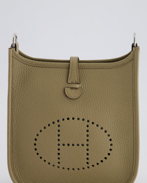 *RARE* Hermès Mini Evelyne 16 Bag in Beige Marfa Clemence Leather with Palladium Hardware & Ficelle/Noir Sangle Wooly 2 En 1 Strap